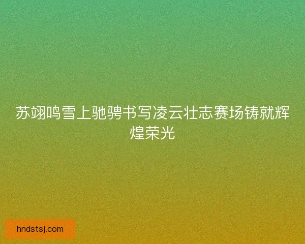 苏翊鸣雪上驰骋书写凌云壮志赛场铸就辉煌荣光