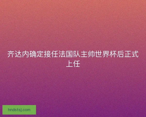 齐达内确定接任法国队主帅世界杯后正式上任